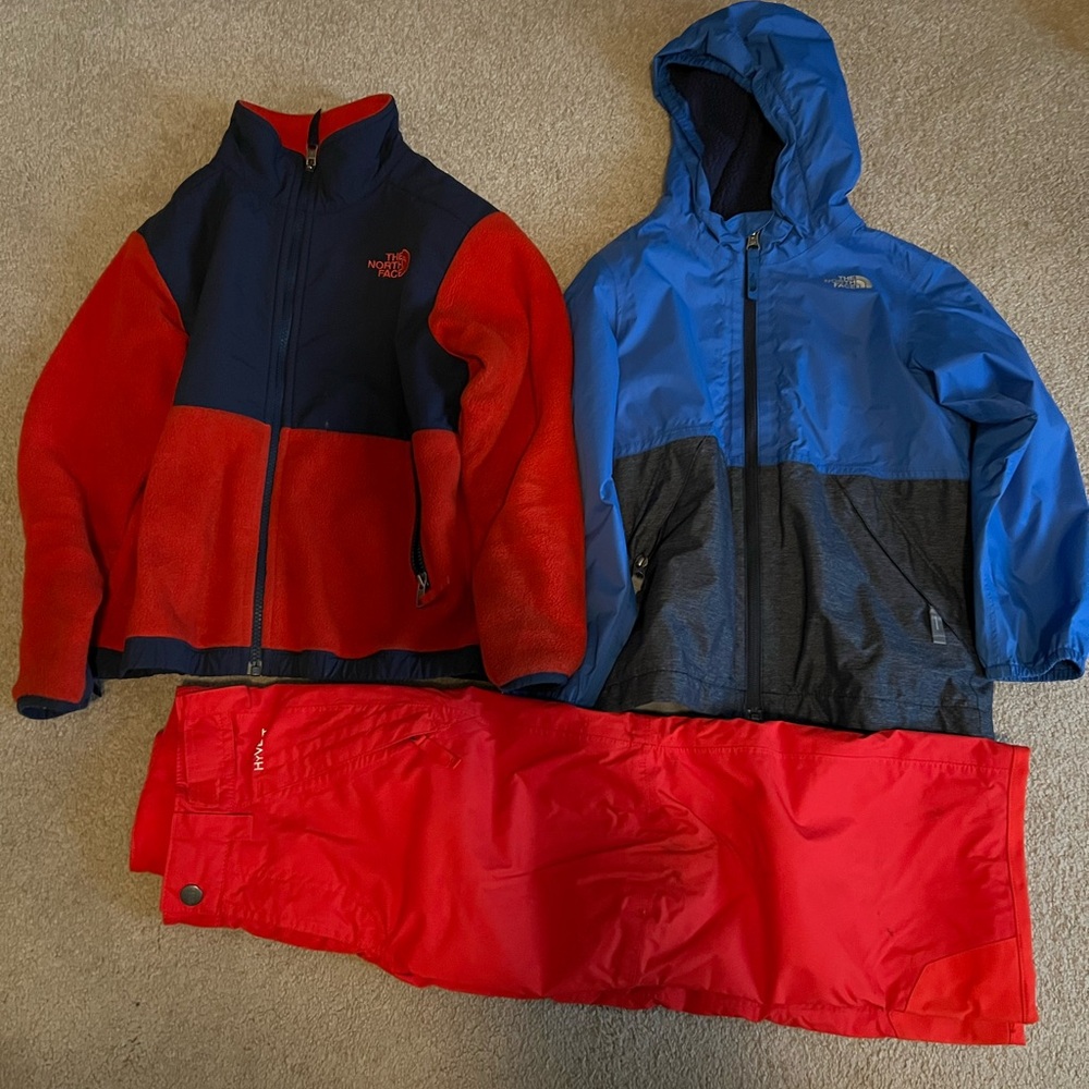 The North Face Red and Blue Jackets with Red Pants
